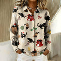 Comstylish Women's Christmas Cat Print Button-down Sweater