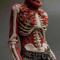 Comstylish Women's Vintage Skeleton & Rose Art Cozy High Neck Sweater
