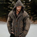 Men's Viking Celtic Pattern Art Knitted Hooded Sweater artswardrobe