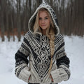 Women's Vintage Viking Celtic Knot Cozy Knit Hooded Sweater artswardrobe