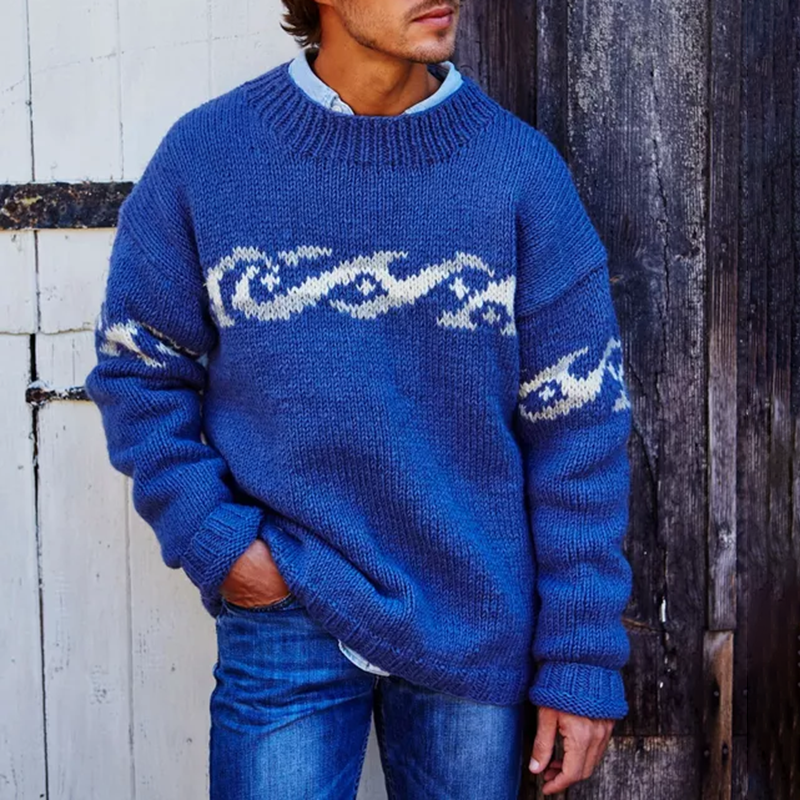 Vintage Mens Surf Jacquard Knit Sweater elevenforest