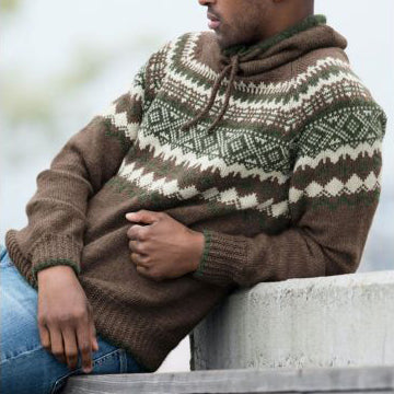 Vintage Patterned Knitted Icelandic Hooded Sweater elevenforest