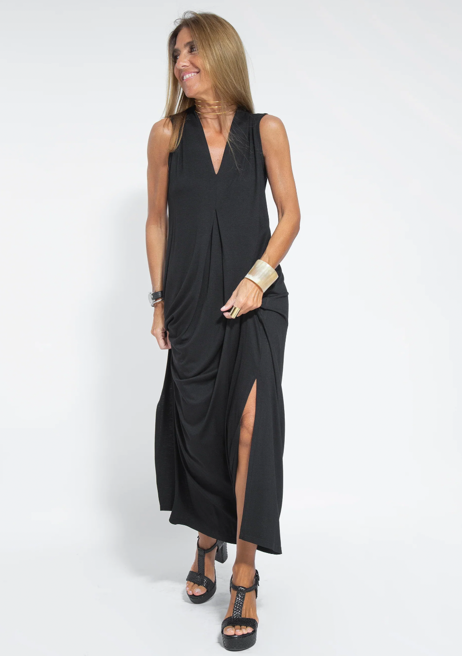 Black Dress + Black Vest