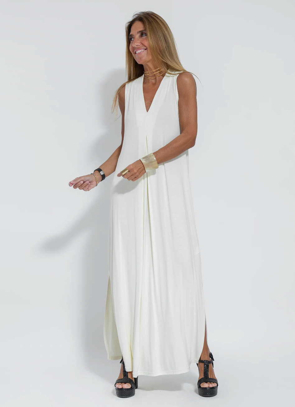 White Dress + White Vest