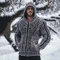 Men's Viking Tribal Celtic Knit Cozy Zipper Hooded Sweater artswardrobe
