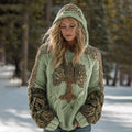 Women's Viking Tree Of Life Cozy Knit Hooded Sweater artswardrobe