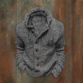 Vintage Cable Knit Basic Buttons Hooded Sweater elevenforest