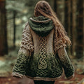 Women's Vintage Celtic Knot Gradient Pattern Knit Hooded Sweater artswardrobe