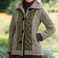 Women's Celtic Knot Pattern Lapel Button Sweater artswardrobe