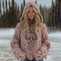 Women's Vintage Viking Tree Of Life Celtic Knot Cozy Knit Hooded Sweater artswardrobe
