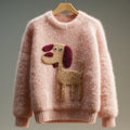 Women's Vintage Mohair Dog Embroidered Sweater artswardrobe