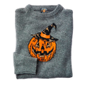 Halloween Pumpkin Print Casual Knitted Pullover Sweater artswardrobe