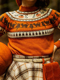 Halloween Black Cat Pumpkin Pattern Cozy Knit Sweater elevenforest