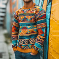 Men'S Retro Colorful Geometry Art Cozy Knit Sweater artswardrobe