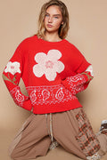 Daniela® | POL long-sleeved sweater with floral lace patch