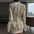 Comstylish Women's Vintage Skeleton & White Floral Art Cozy Sweater Dress