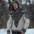 Men's Viking Inspired Celtic Chunky Knit Hooded Sweater artswardrobe