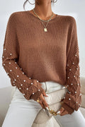 Sofia® | Long sleeve crew neck sweater with pearl detail