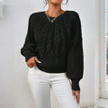 Comstylish Vintage Solid Color Cozy Cable Knit Sweater