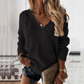 Julieta® | White breathable wool V-neck sweater for women
