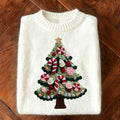 Cute Crochet Christmas Tree Embroidered Cozy Knit Sweater artswardrobe