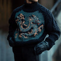 Men'S Turtleneck Sweater With Dragon Jacquard Design Sweater elevenforest