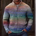 Men's Vintage Gradient Knitted Jacquard Zip Cozy Sweater artswardrobe