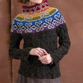 Women's Irish Celtic Knotted Contrast Jacquard Knitted Turtleneck Sweater artswardrobe