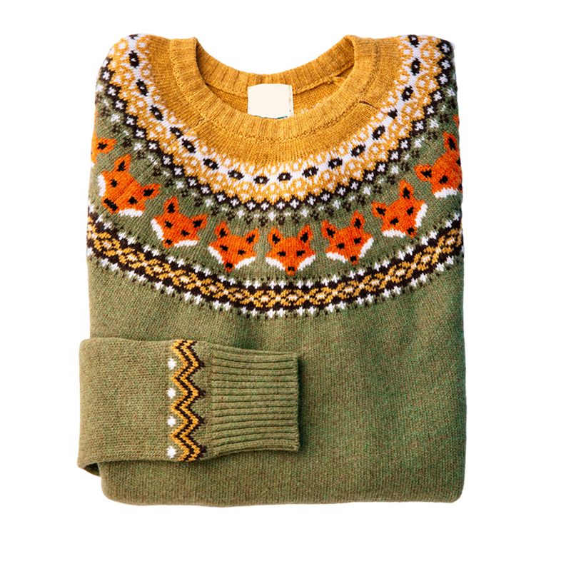 Retro Fall Autumn Highlands Fox Printed Women's Sweater artswardrobe