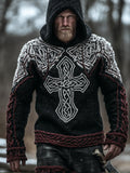 Men's Viking Style Cross Hooded Sweater artswardrobe