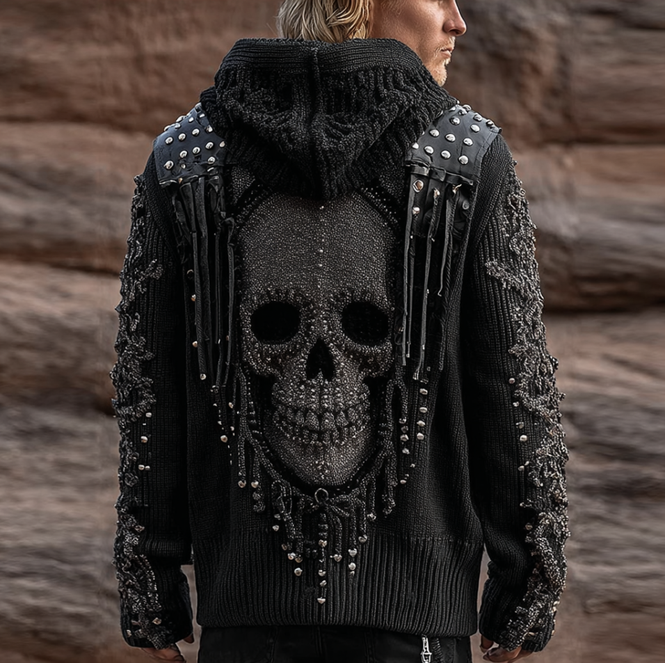 Halloween Gothic Dark Rock Style Men's Hooded Sweater artswardrobe