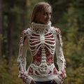 Comstylish Women's Halloween Sequined Skull Cozy Knit Turtleneck Sweater