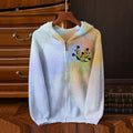 Vintage Scottish Thistle Embroidery Gradient Cozy Zipper Hooded Sweater artswardrobe