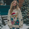 Vintage Cozy Cute Corgi Christmas Chunky Knit Sweater artswardrobe