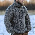 Men's Vintage Island Jacquard Chunky Turtleneck Sweater artswardrobe