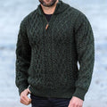 Vintage Traditional Chunky Knit Warm Zip-Up Sweater artswardrobe