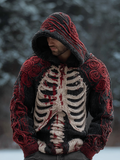 Halloween Line Design Retro Men's Knit Hooded Sweater artswardrobe
