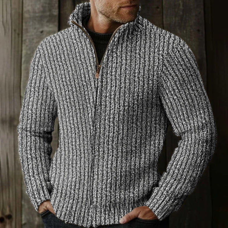 Men's Vintage Fairman Island Colorful Knitted Pattern Zip Sweater artswardrobe