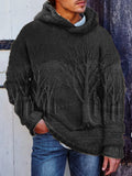 Men's Winter Forest Landscape Crochet Cozy Hooded Sweater elevenforest