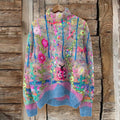 Vintage Floral Print Turtleneck Knitted Cozy Pullover Sweater artswardrobe