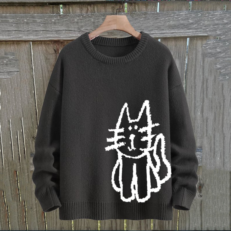 Comstylish Women's Cat Knitted Art Cozy Sweater