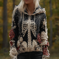 Comstylish Ladies' Halloween Line Art Dark Style Knit Sweater Jacket