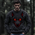 Men's Wolf Inspired Viking Celtic Jacquard Cozy Sweater artswardrobe