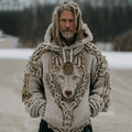 Men's Vintage Viking Wolf Cozy Knit Hooded Sweater artswardrobe