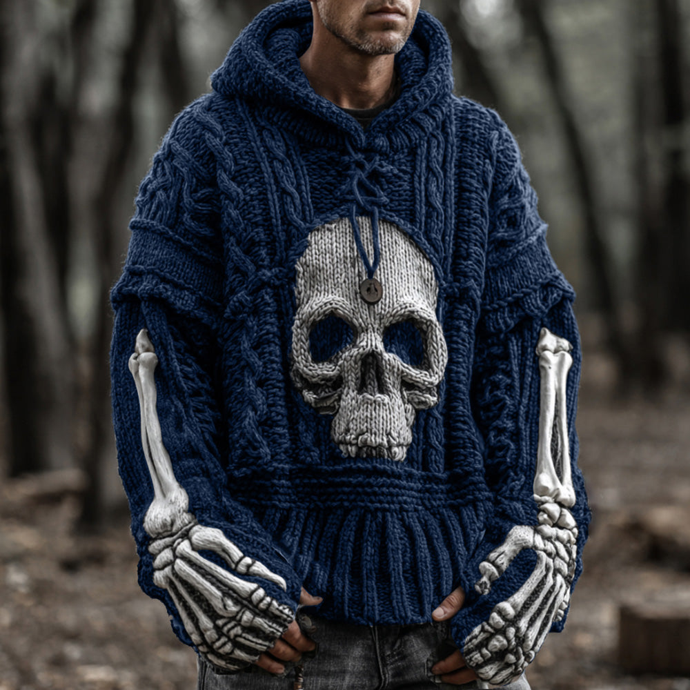Men's Vintage Viking-style Skull-patterned Warm Sweater artswardrobe