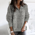 Women's Thick Knit Design Pattern Half Zip Neck Sweater artswardrobe