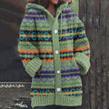Vintage Icelandic Pattern Cozy Pocket Button Sweater elevenforest