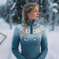 Comstylish Ice And Snow Winter Warm Women's Half Zipper Knitted Sweater