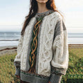 Women's Knit Jacquard Round Neck Sweater artswardrobe