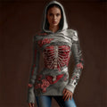 Classy Skeleton Anatomy Bloody Roses Bandages Hooded Sweater artswardrobe